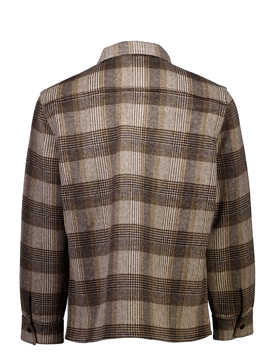 Lindbergh - Brushed check overshirt - jakker - brown - 2