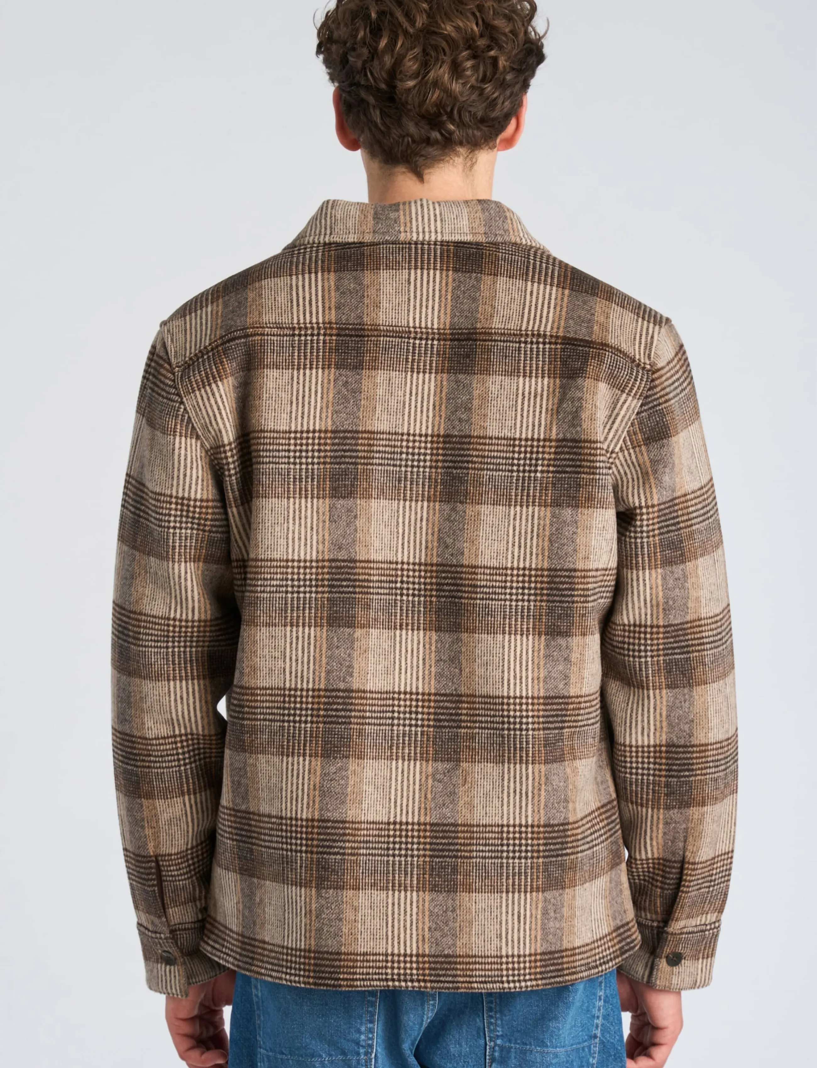 Lindbergh - Brushed check overshirt - jackets - brown - 4