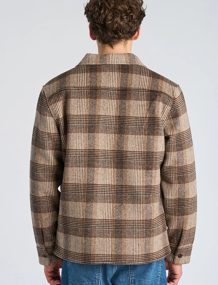 Lindbergh - Brushed check overshirt - jakker - brown - 4