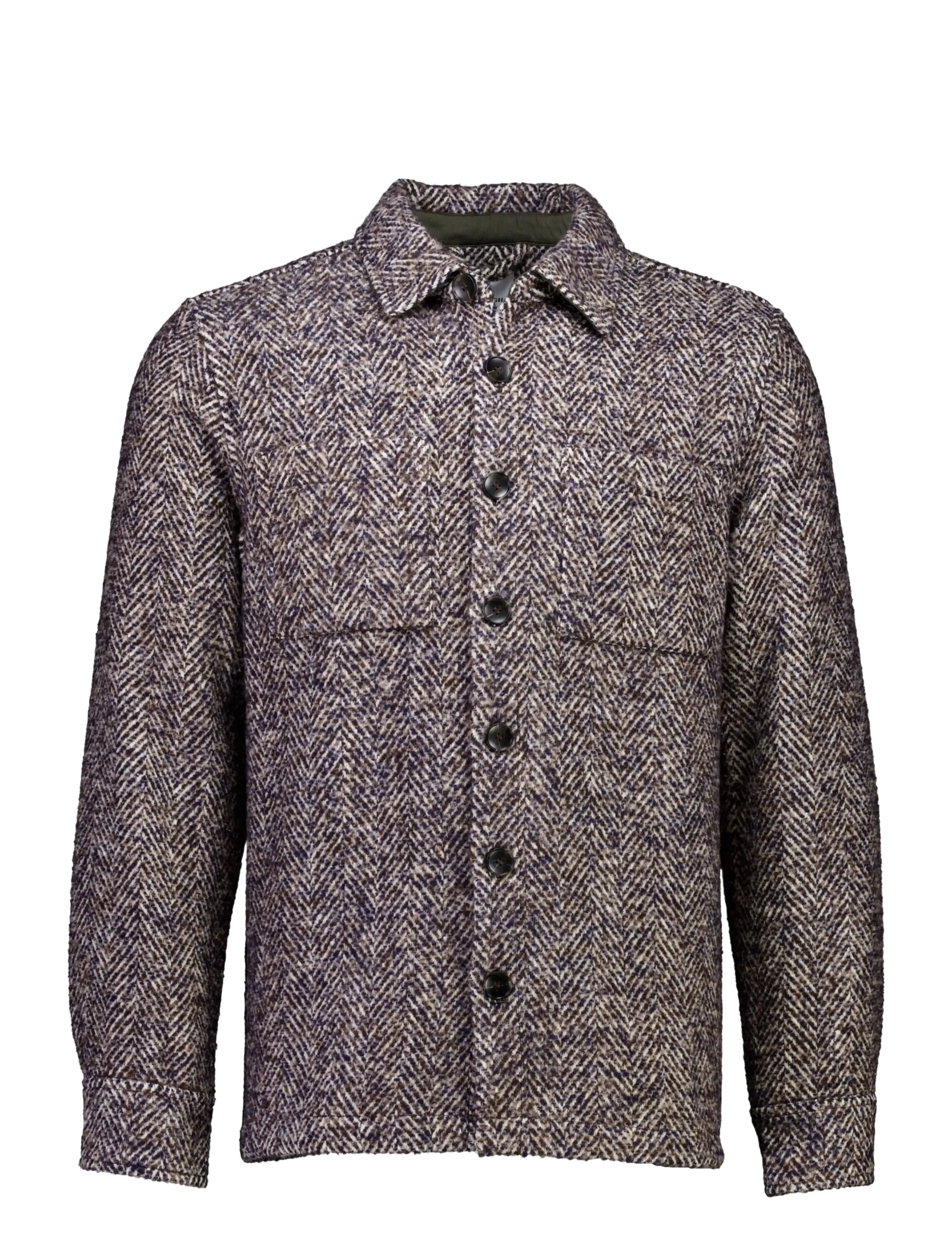 Lindbergh - Brushed structure overshirt - fall jackets - brown mix - 1