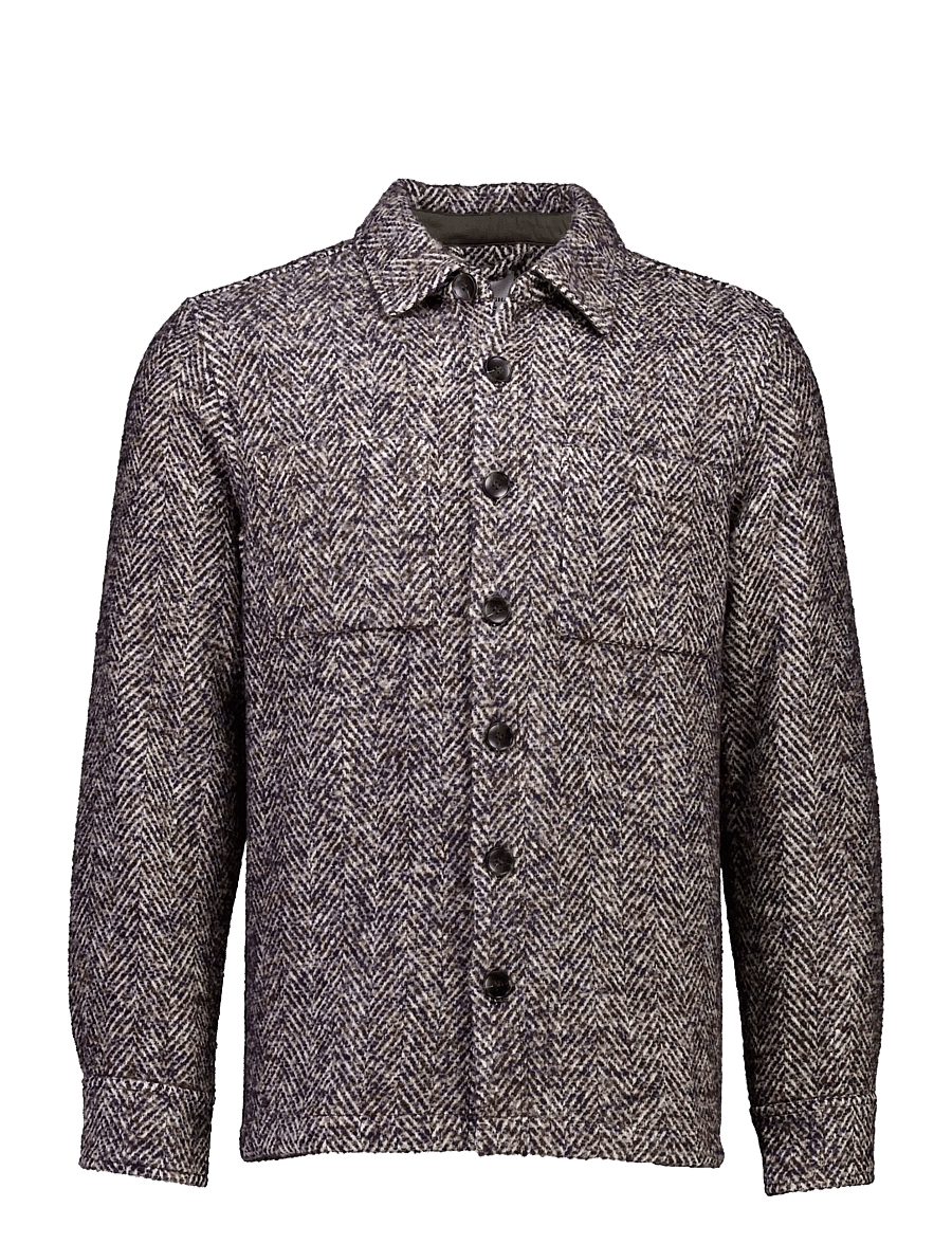 Lindbergh - Brushed structure overshirt - fall jackets - brown mix - 1