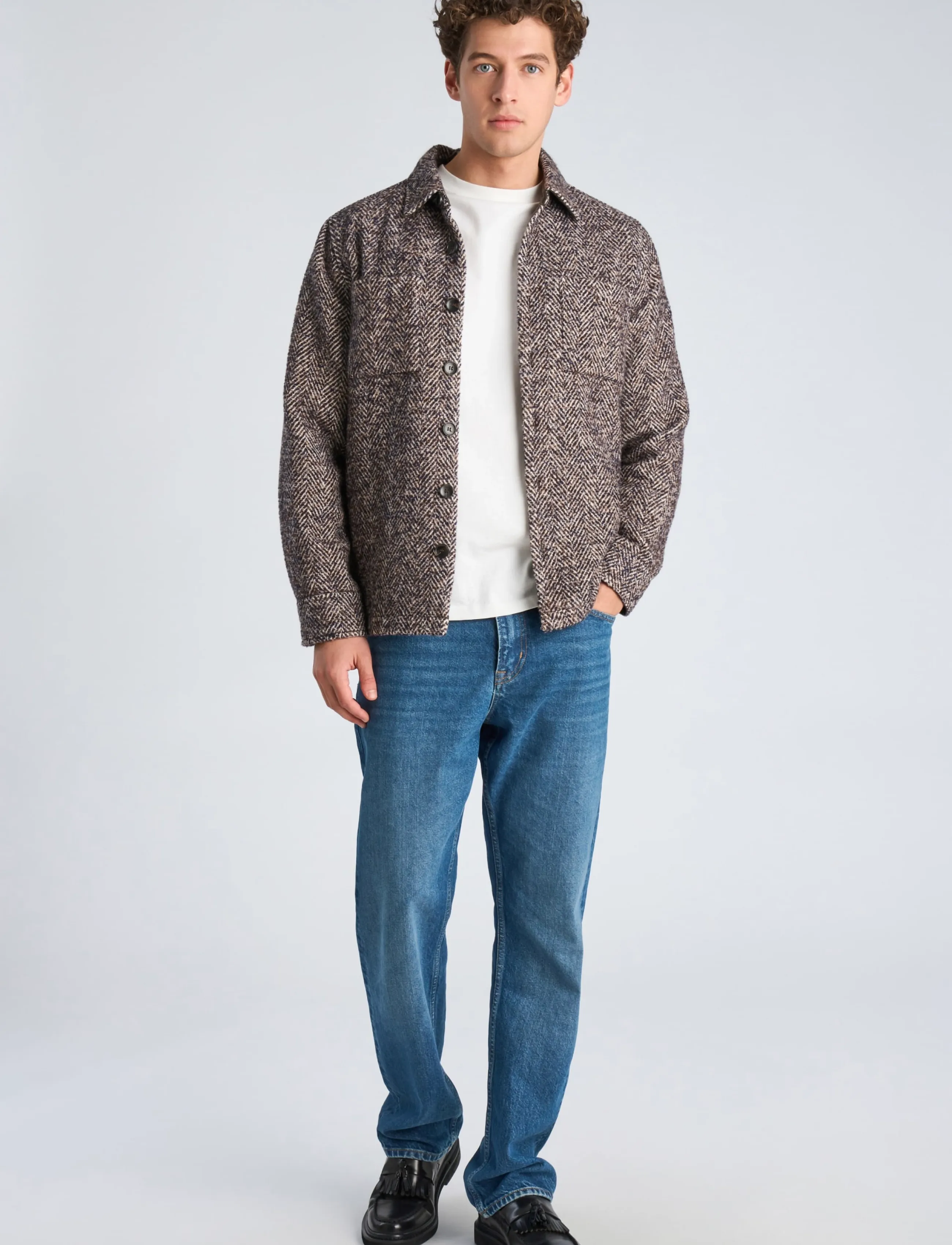 Lindbergh Brushed structure overshirt - Outerwear - BROWN MIX / brown