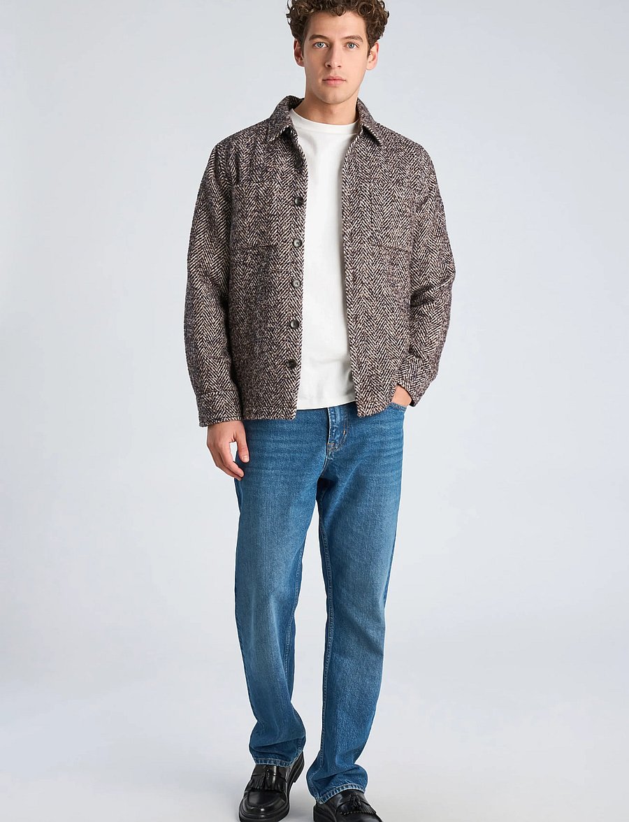 Lindbergh - Brushed structure overshirt - fall jackets - brown mix - 0