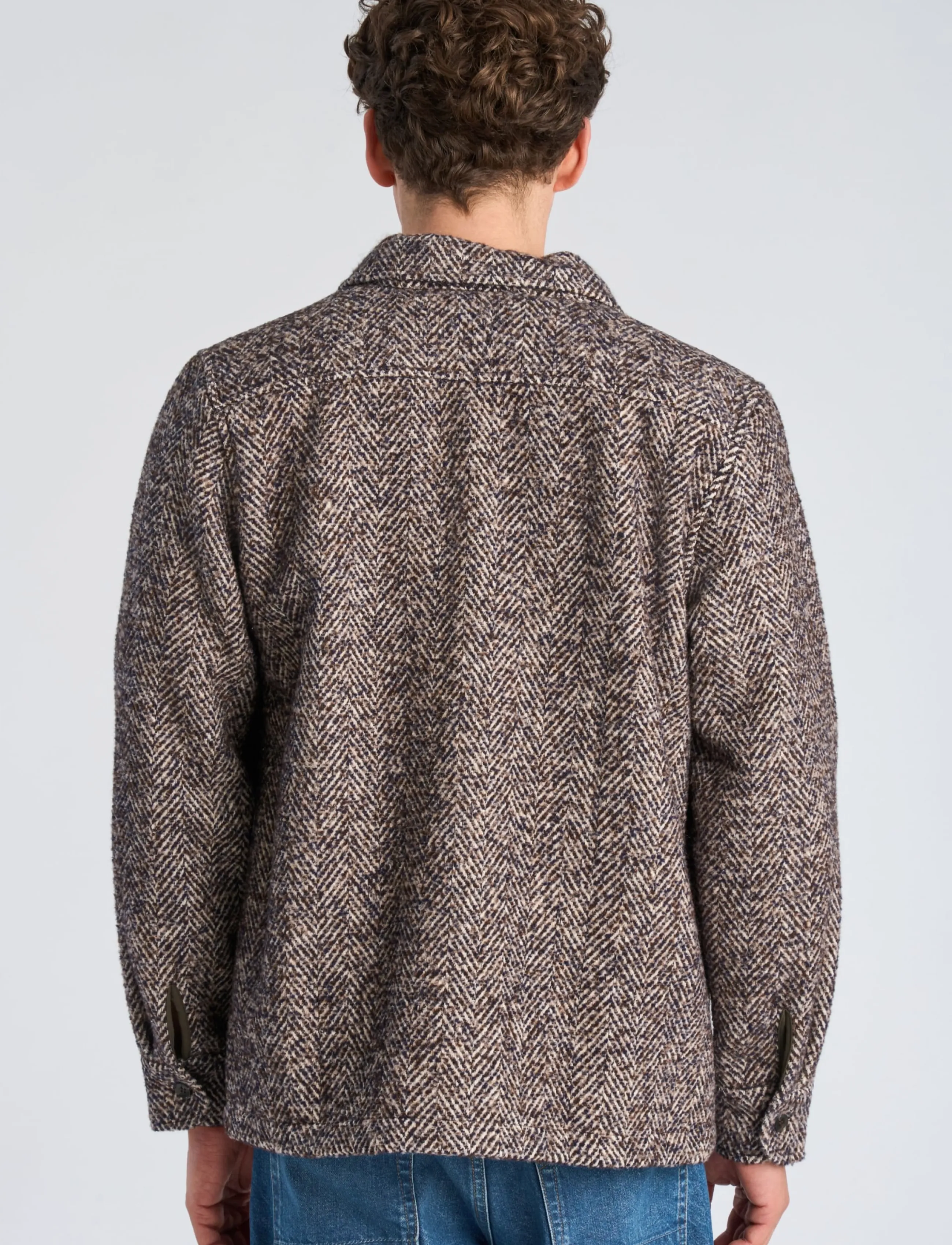 Lindbergh - Brushed structure overshirt - fall jackets - brown mix - 4