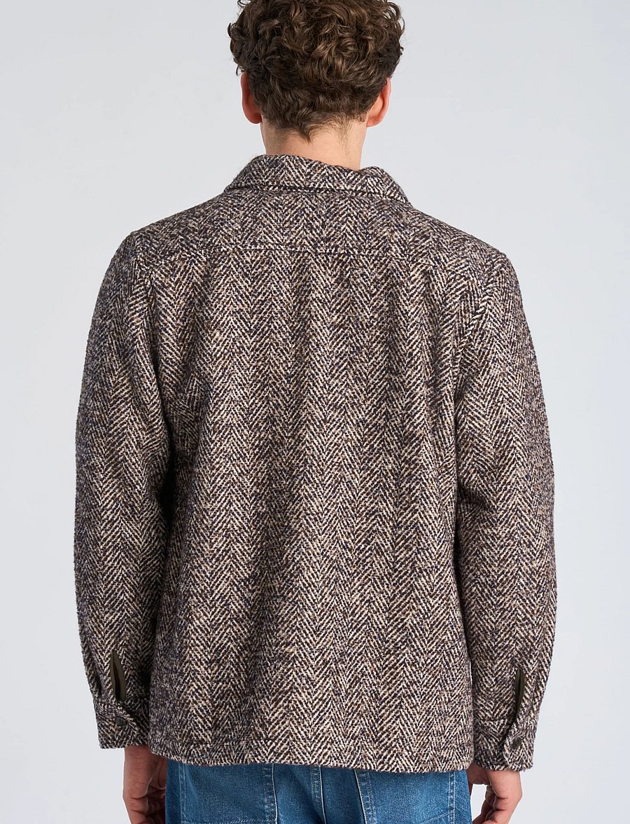 Lindbergh - Brushed structure overshirt - fall jackets - brown mix - 4