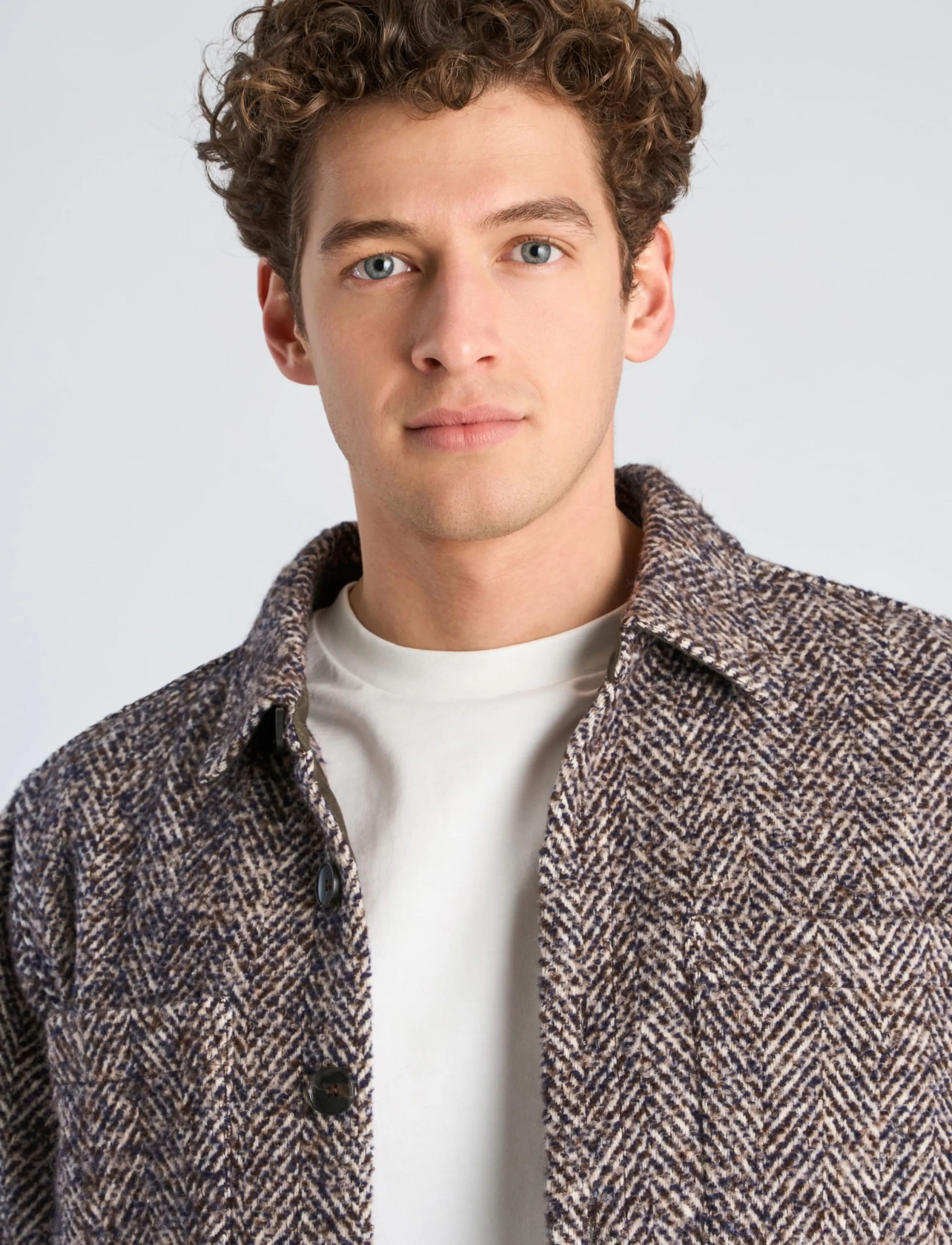 Lindbergh - Brushed structure overshirt - fall jackets - brown mix - 5