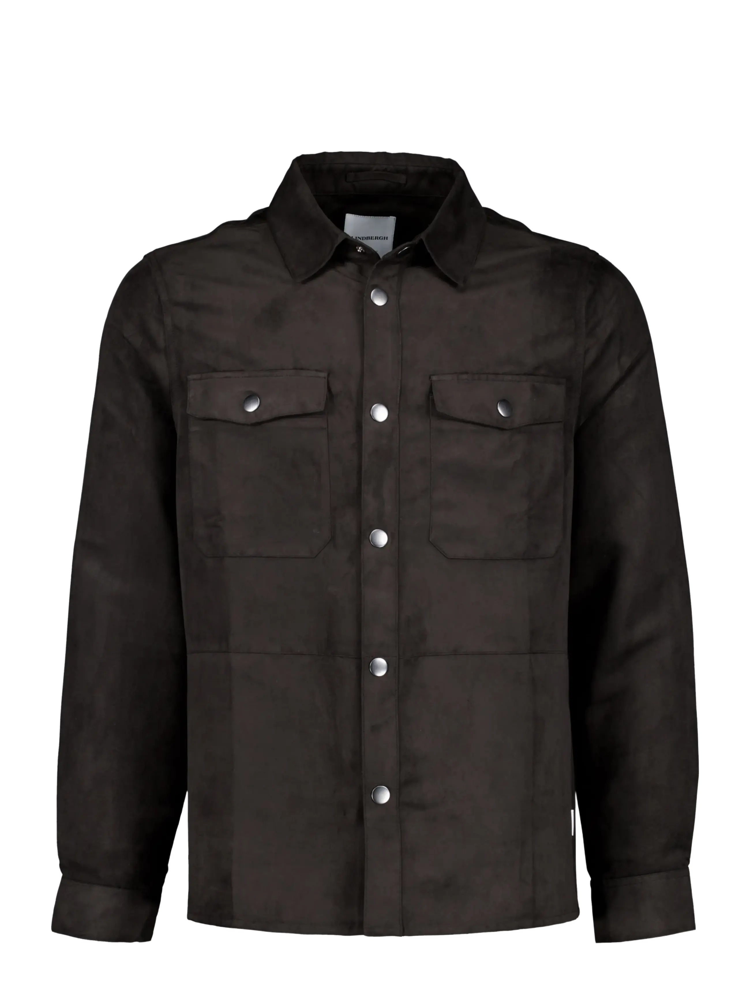 Lindbergh Micro suede overshirt - Jackor - BLACK / black
