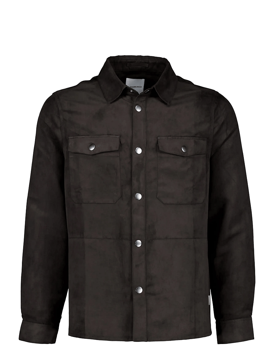 Lindbergh - Micro suede overshirt - höstjackor - black - 0
