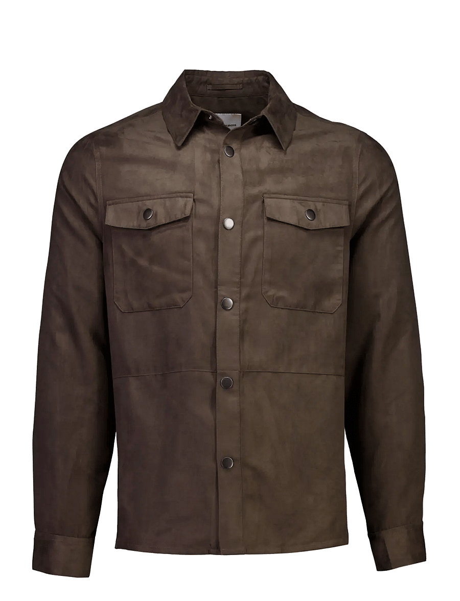 Lindbergh - Micro suede overshirt - höstjackor - brown - 1