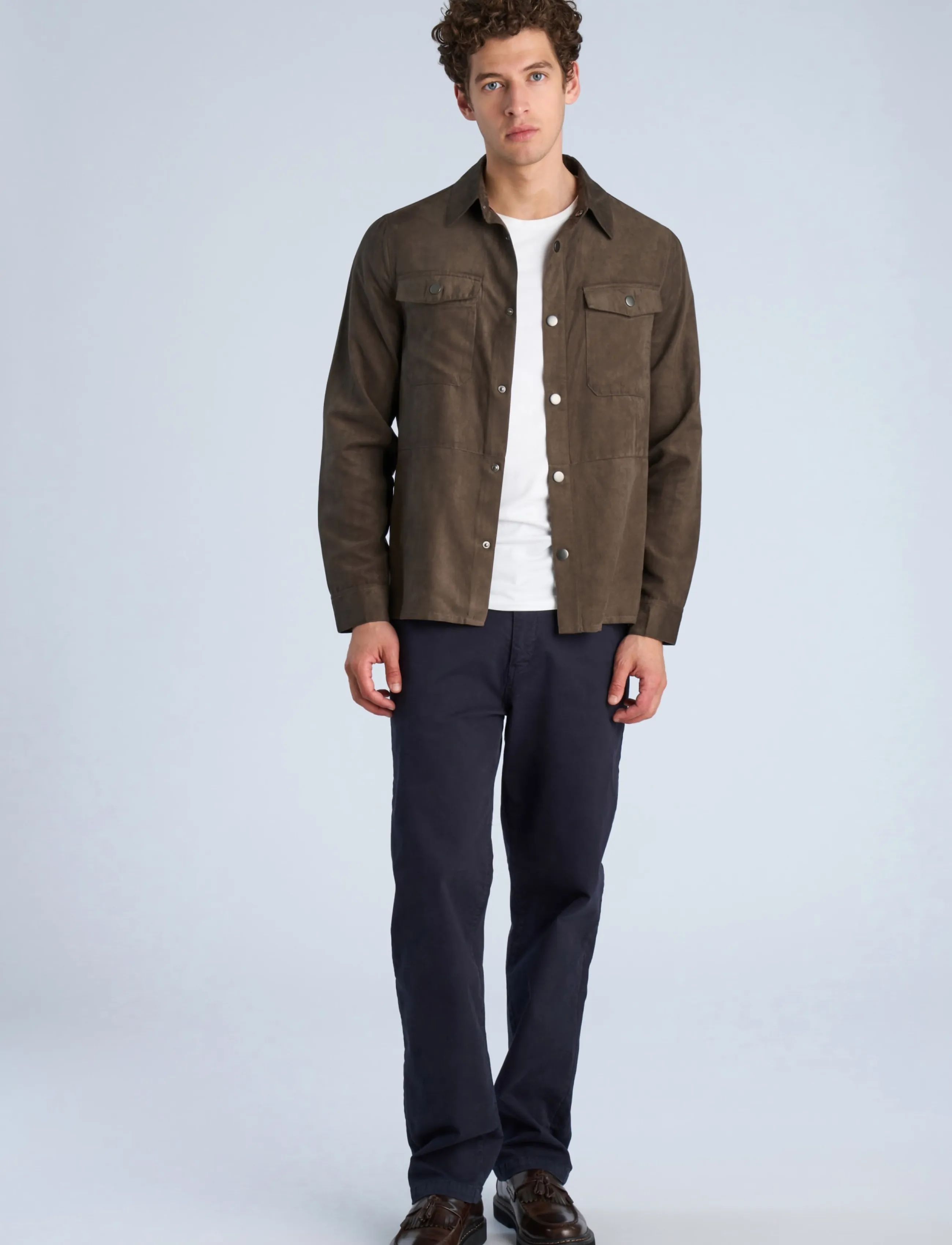 Lindbergh Micro suede overshirt - Jackor - BROWN / brown