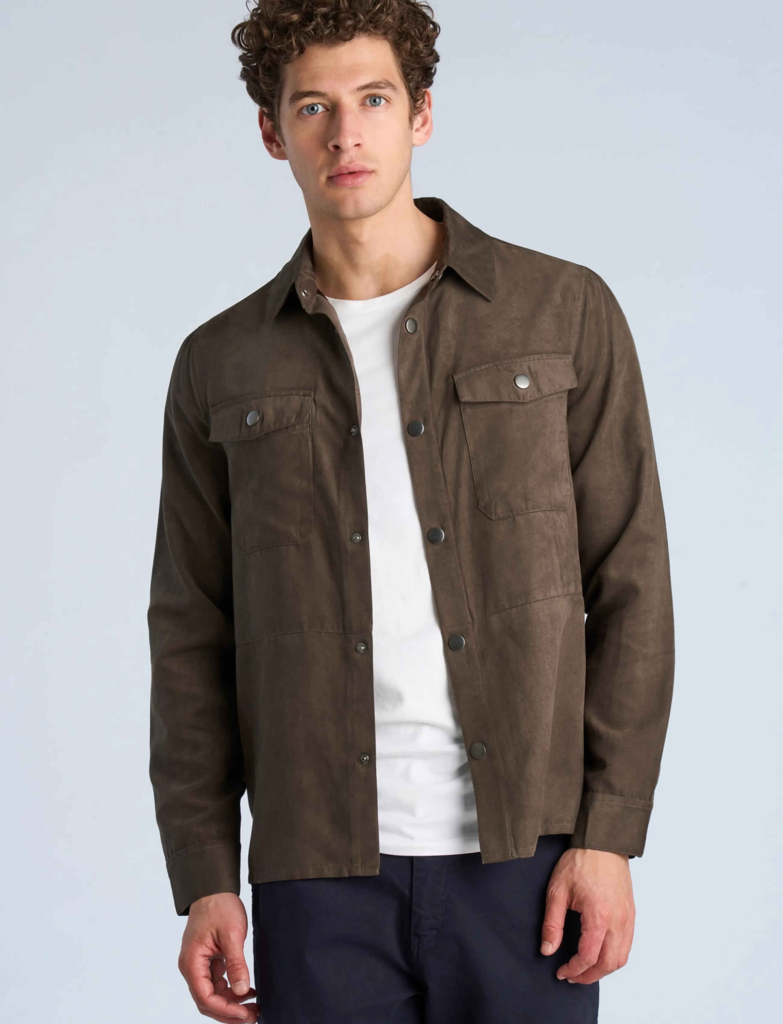 Lindbergh - Micro suede overshirt - höstjackor - brown - 3