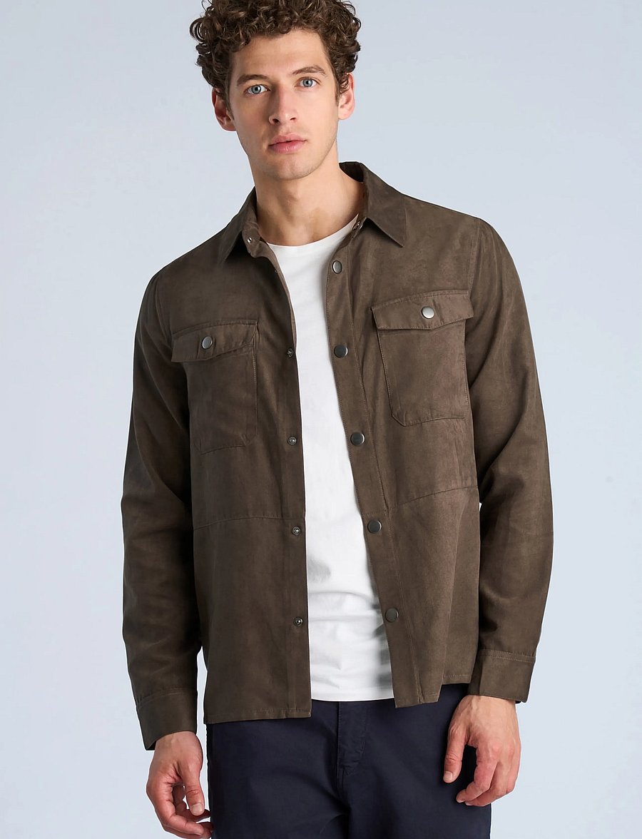 Lindbergh - Micro suede overshirt - höstjackor - brown - 3