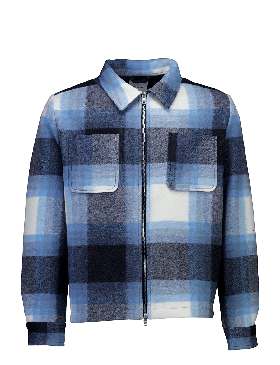 Lindbergh - ?Flannel check zip through overshirt - höstjackor - blue - 0