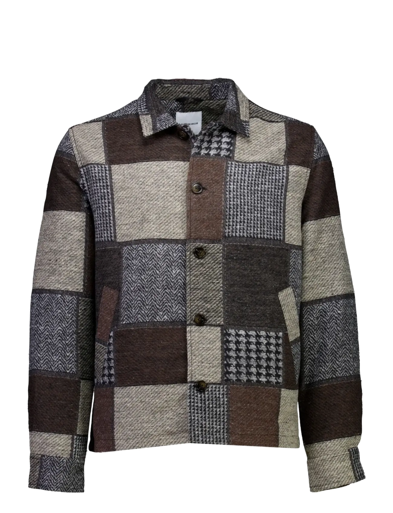 Lindbergh Patchwork jacquard overshirt - Riided - BROWN / brown