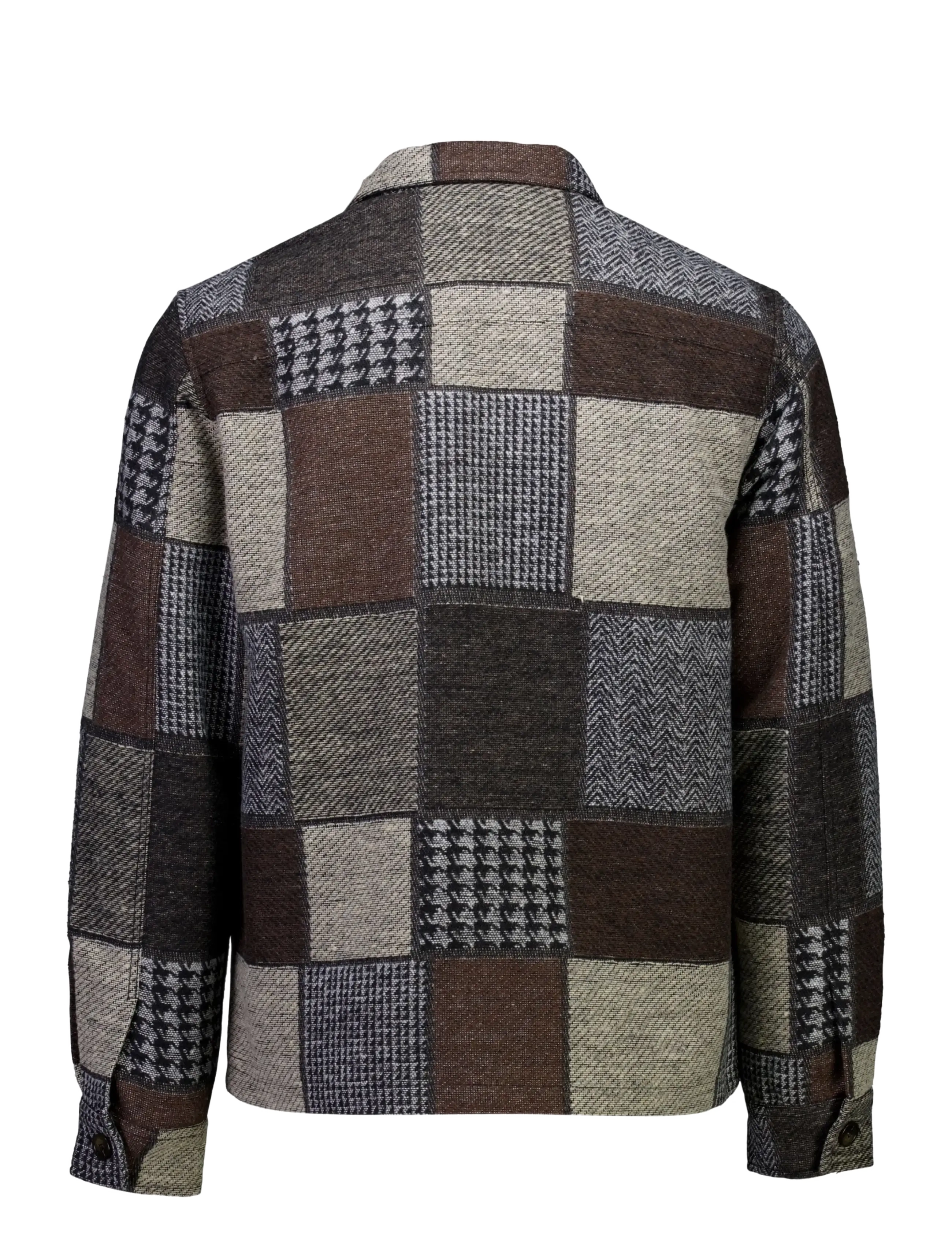 Lindbergh - Patchwork jacquard overshirt - sügisjoped - brown - 1