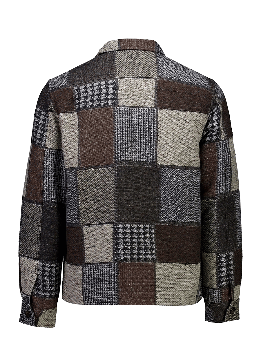 Lindbergh - Patchwork jacquard overshirt - sügisjoped - brown - 1