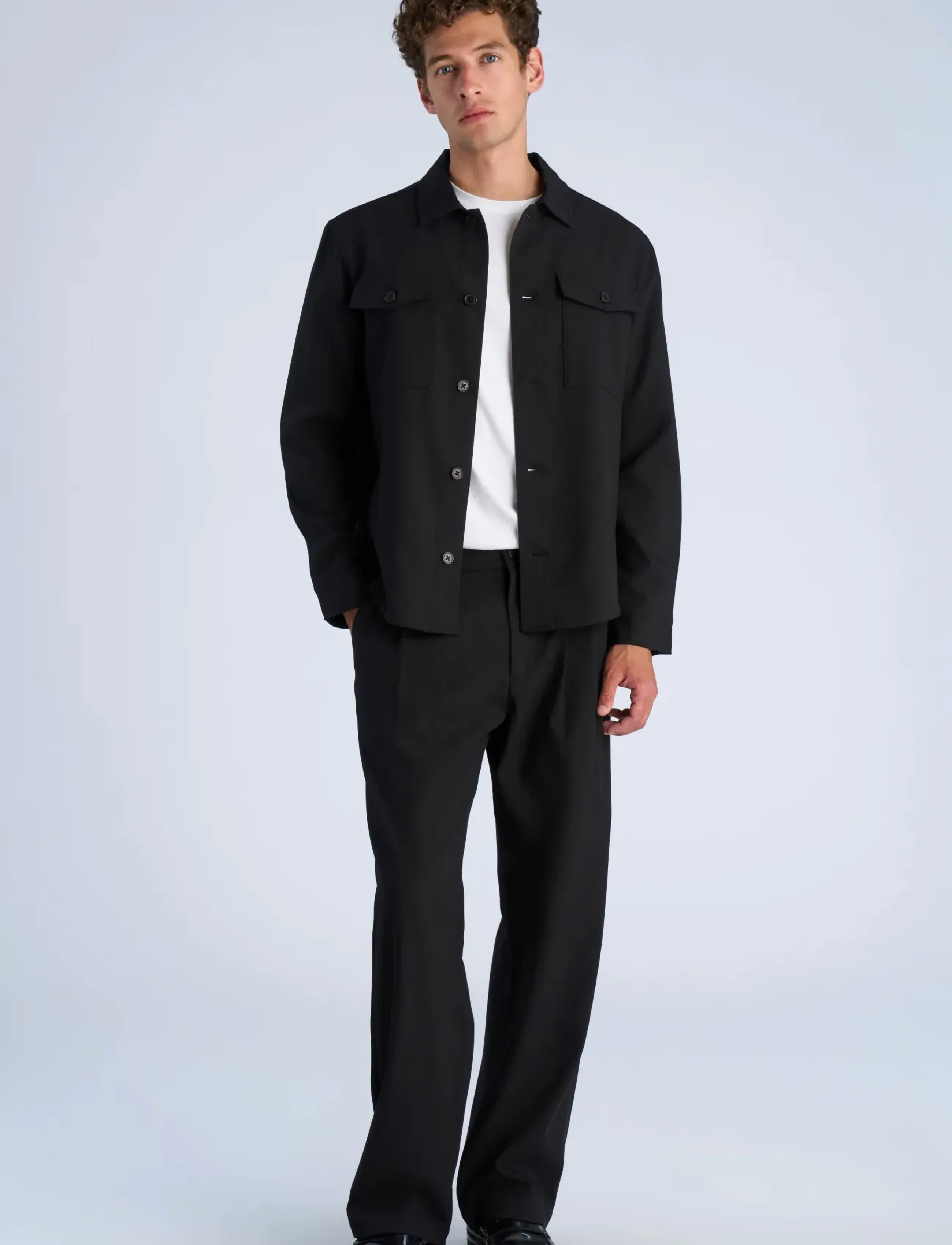 Lindbergh - Superflex uneven hem overshirt - kollektioner - black - 0