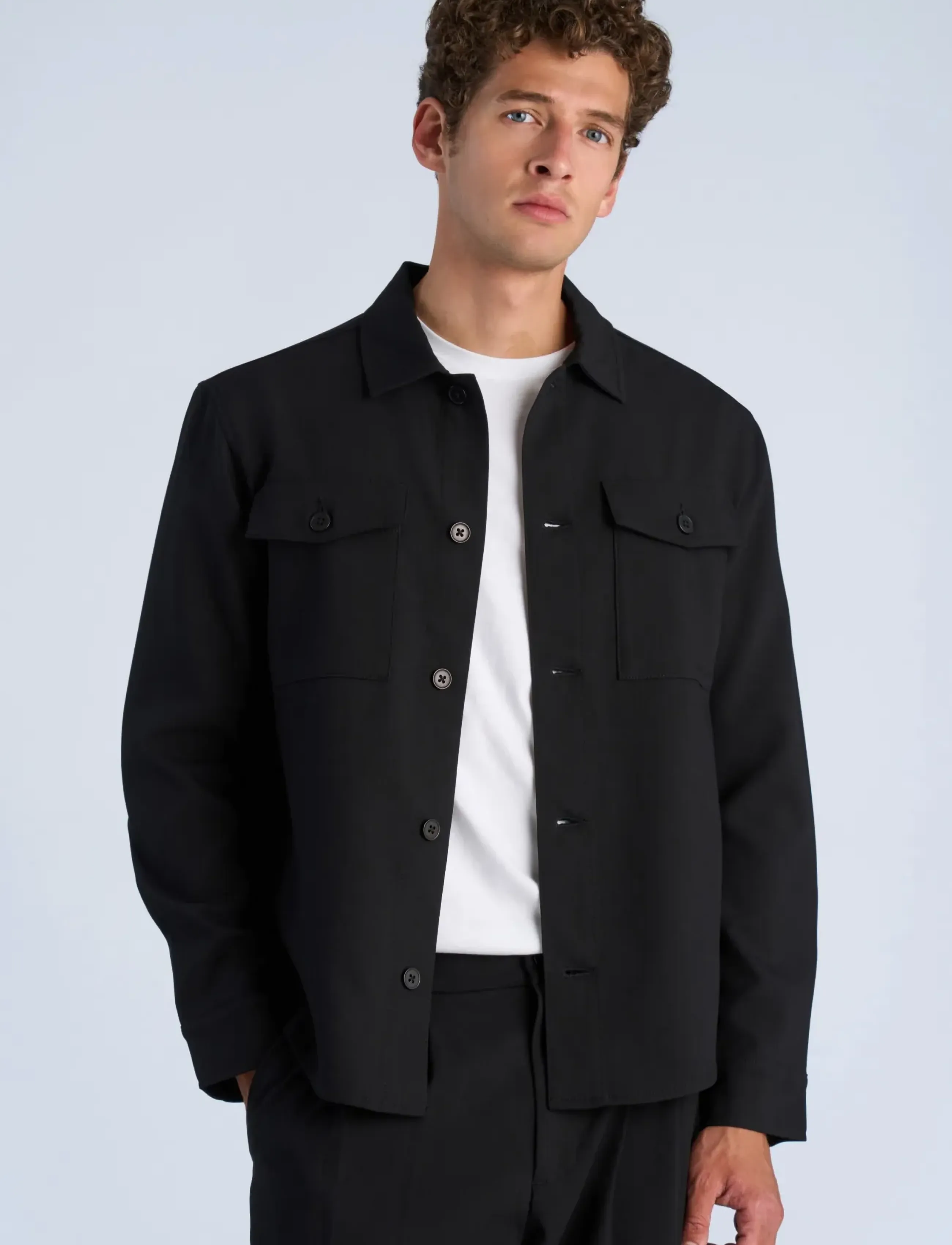 Lindbergh - Superflex uneven hem overshirt - kollektioner - black - 3