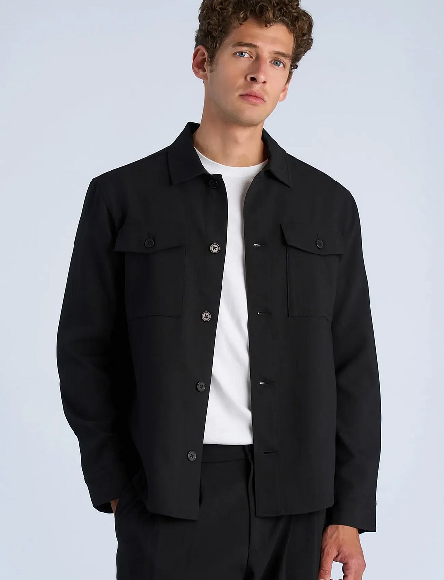 Lindbergh - Superflex uneven hem overshirt - kollektioner - black - 3