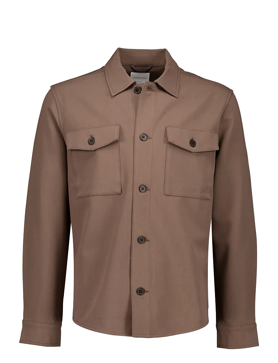 Lindbergh - Superflex uneven hem overshirt - Überhemden - brown - 1