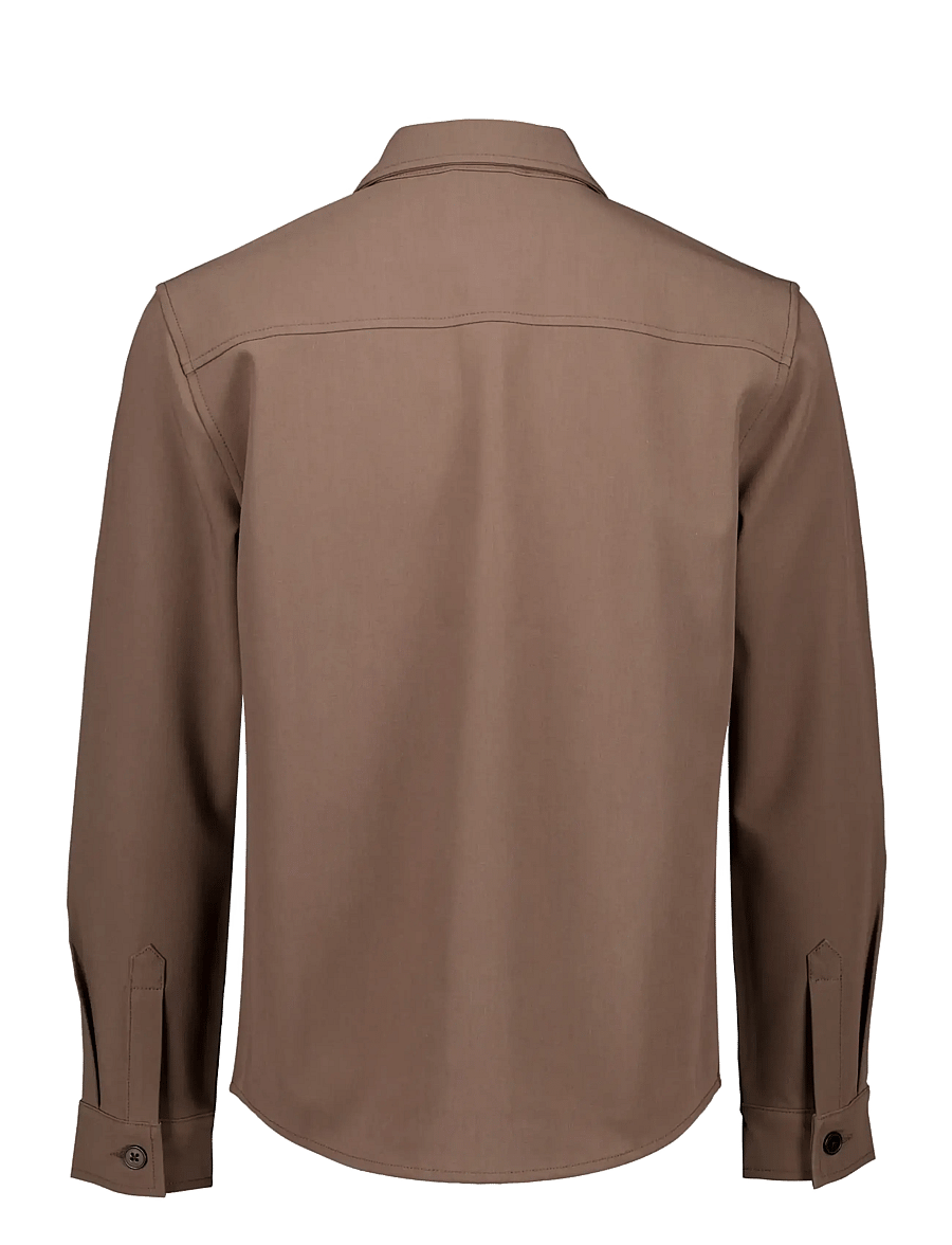 Lindbergh - Superflex uneven hem overshirt - Überhemden - brown - 2