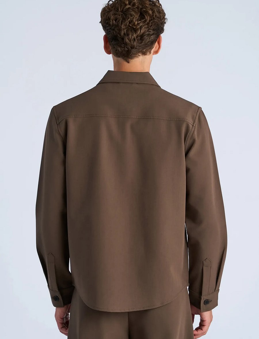 Lindbergh - Superflex uneven hem overshirt - Überhemden - brown - 4