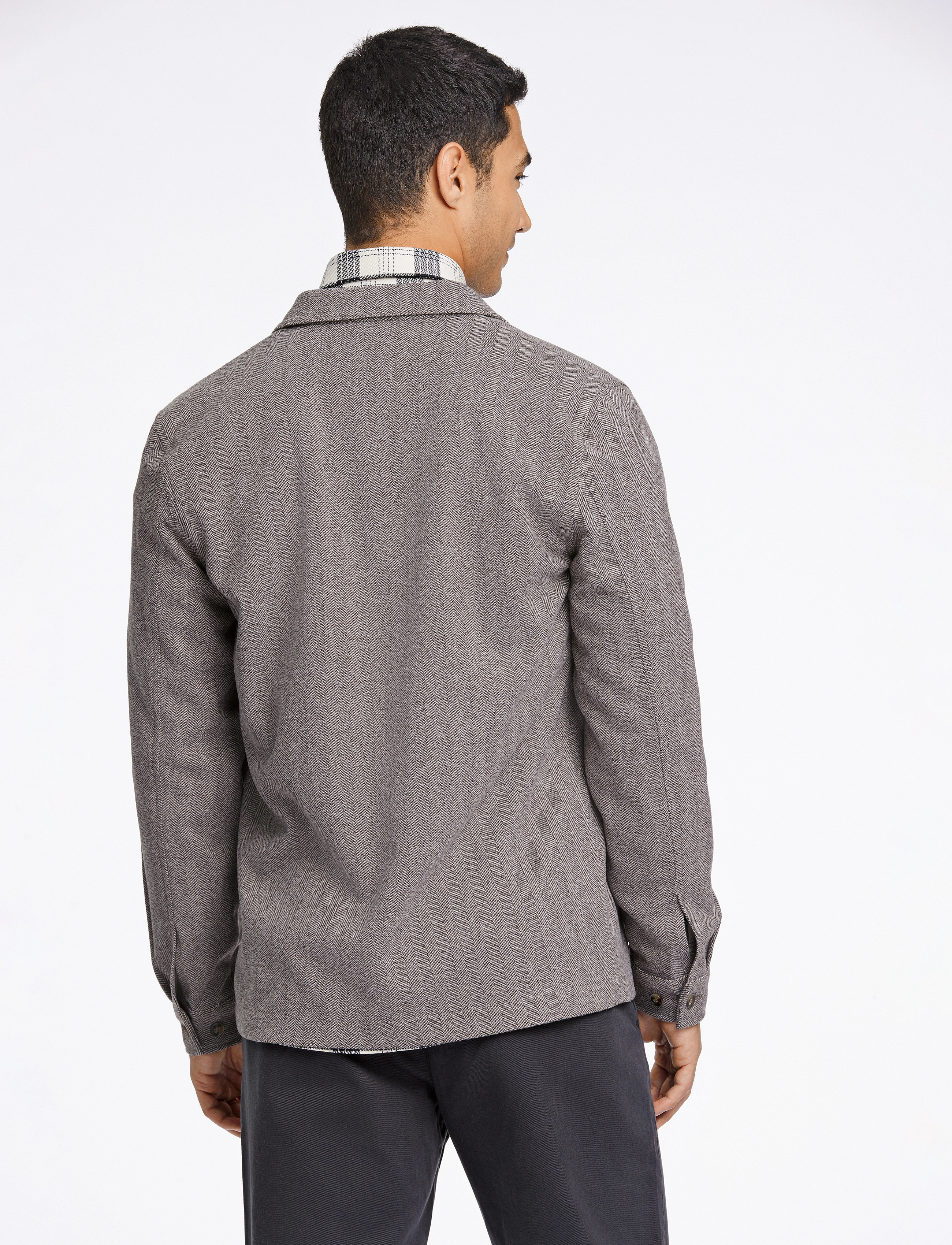 Lindbergh - Melange herringbone overshirt - brown mel - 4
