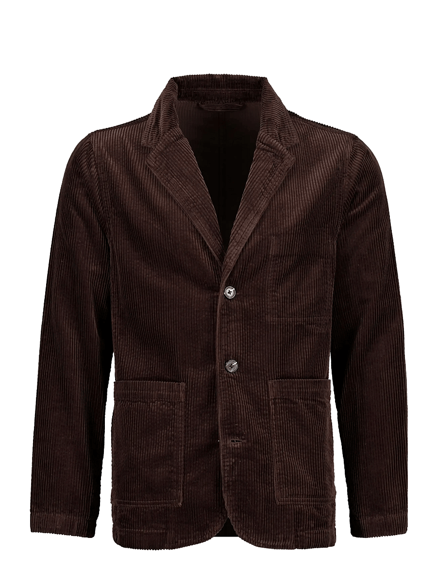Lindbergh - Seersucker corduroy casual blazer - single breasted blazers - dk brown - 0