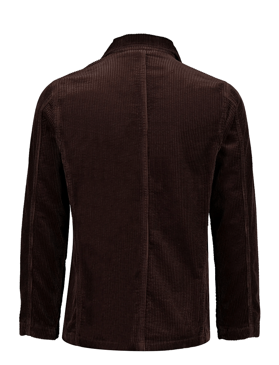 Lindbergh - Seersucker corduroy casual blazer - single breasted blazers - dk brown - 1