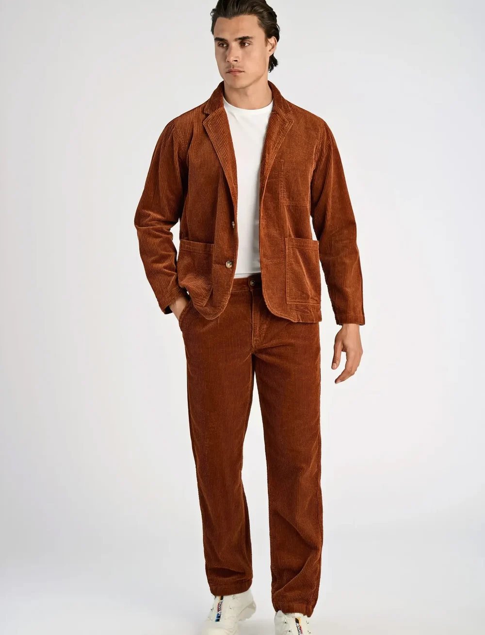 Lindbergh - Seersucker corduroy casual blazer - enkeltradede blazere - dk copper - 0