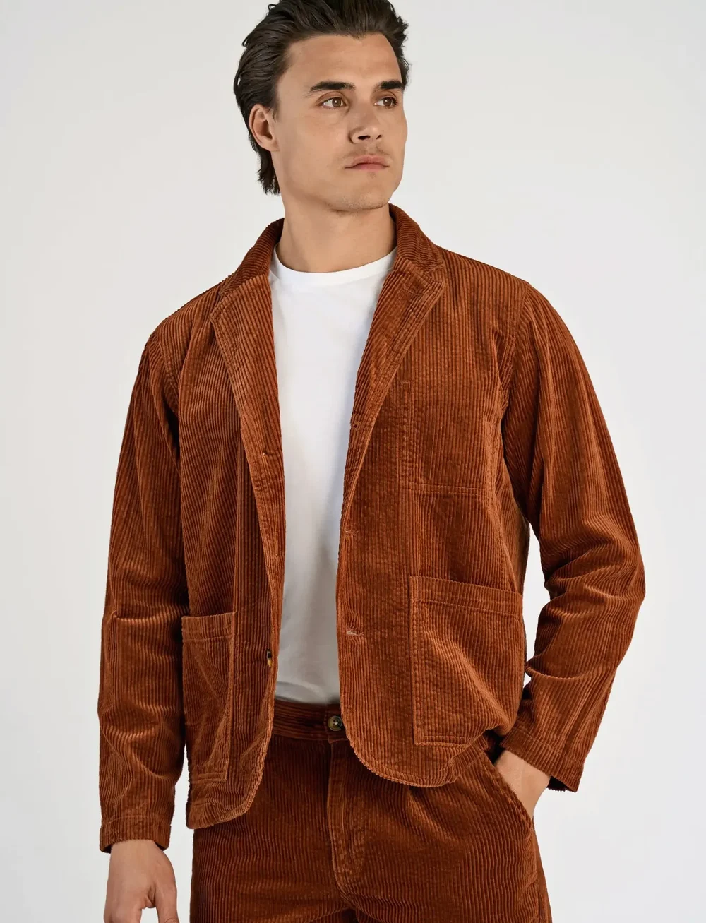 Lindbergh - Seersucker corduroy casual blazer - enkeltradede blazere - dk copper - 5