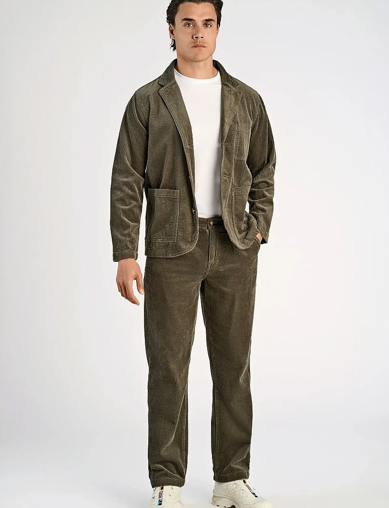 Lindbergh - Seersucker corduroy casual blazer - einreiher - dusty army - 0