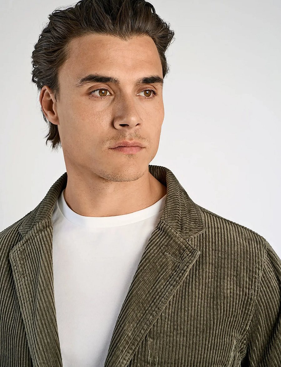 Lindbergh - Seersucker corduroy casual blazer - blazers à boutonnage simple - dusty army - 3