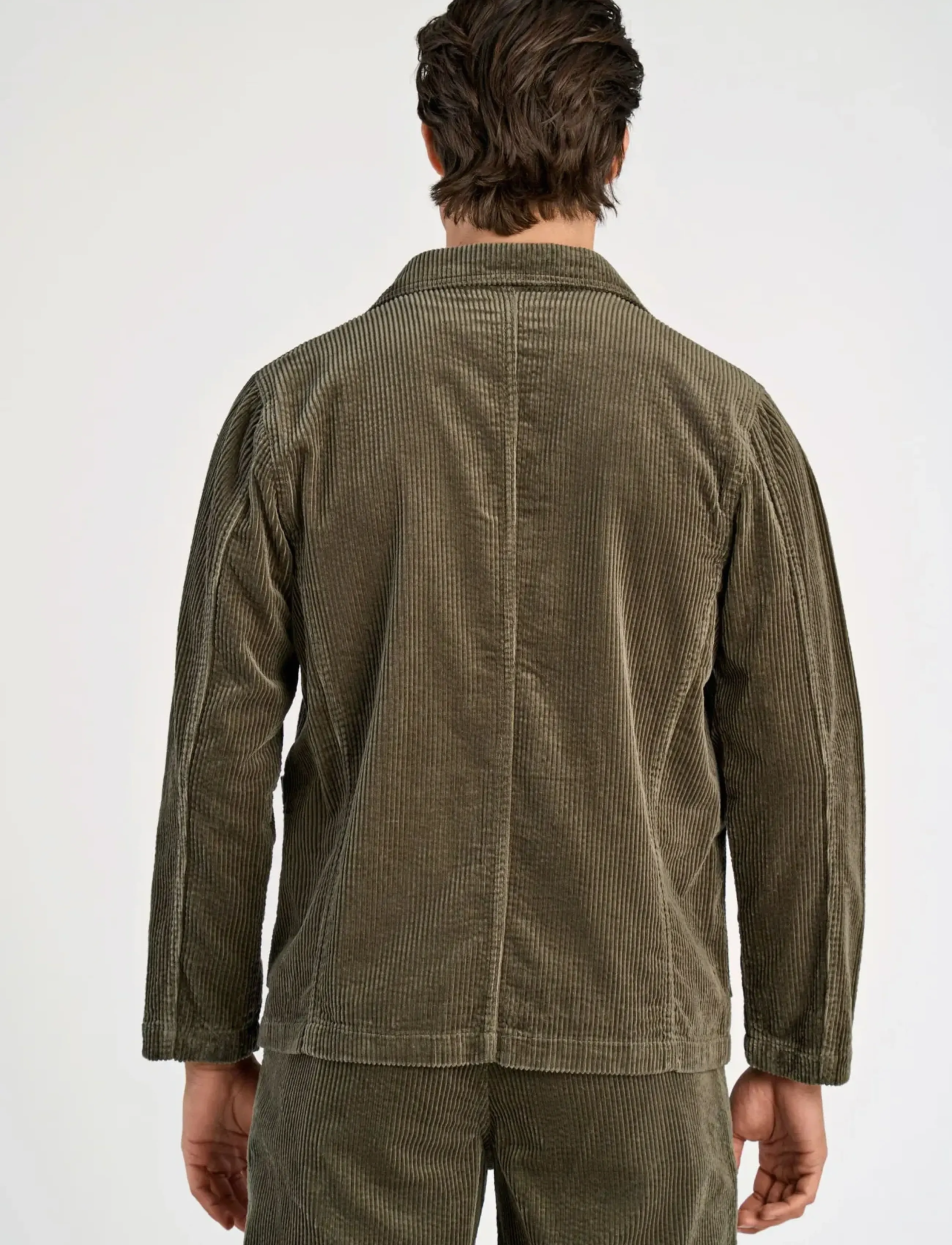Lindbergh - Seersucker corduroy casual blazer - blazers à boutonnage simple - dusty army - 4