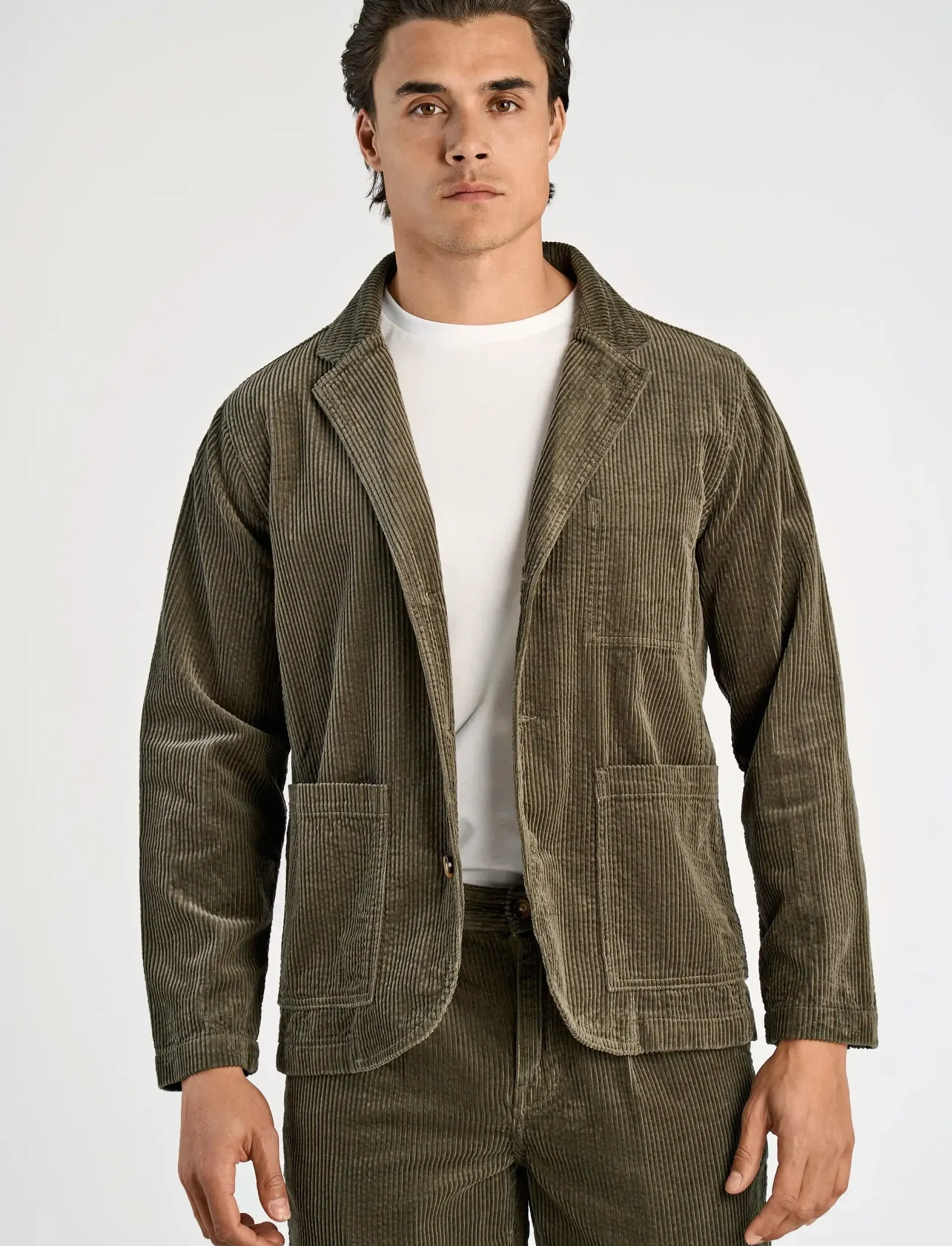 Lindbergh - Seersucker corduroy casual blazer - blazers à boutonnage simple - dusty army - 5