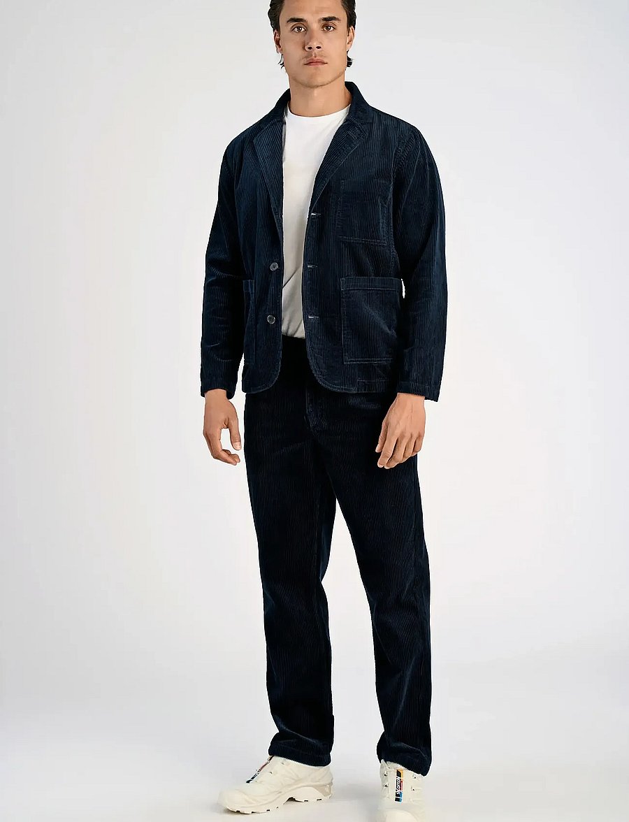 Lindbergh - Seersucker corduroy casual blazer - blazers à boutonnage simple - navy - 0