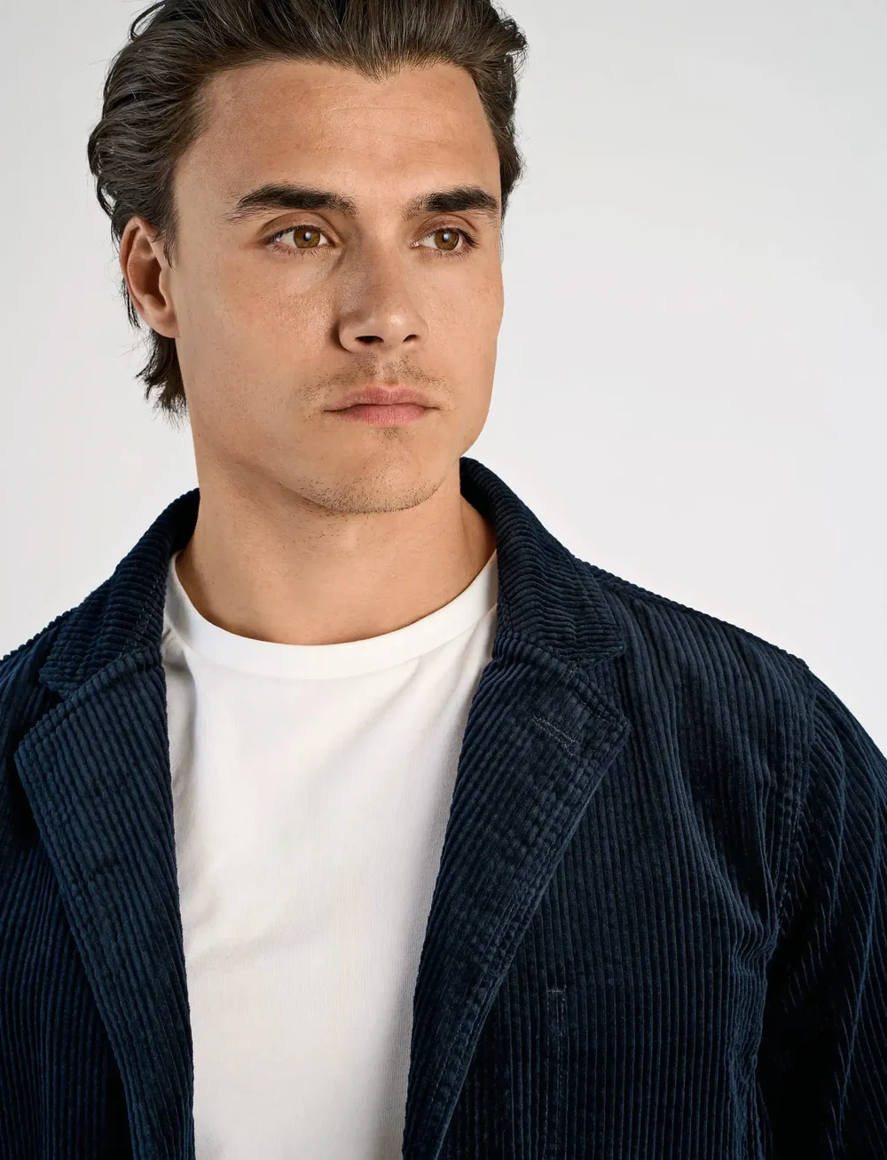 Lindbergh - Seersucker corduroy casual blazer - single breasted blazers - navy - 3