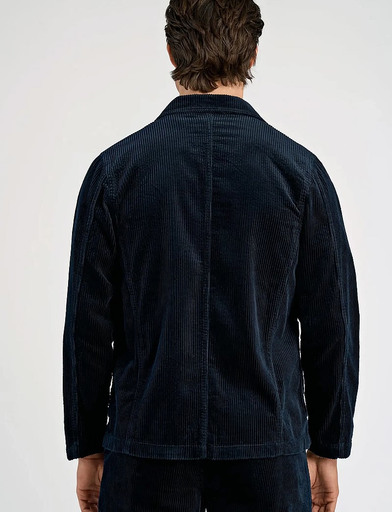 Lindbergh - Seersucker corduroy casual blazer - enkeltradede blazere - navy - 4