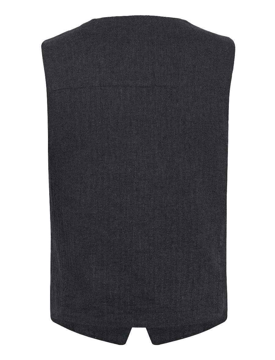 Lindbergh - Cotton linen waistcoat - westen - black - 2