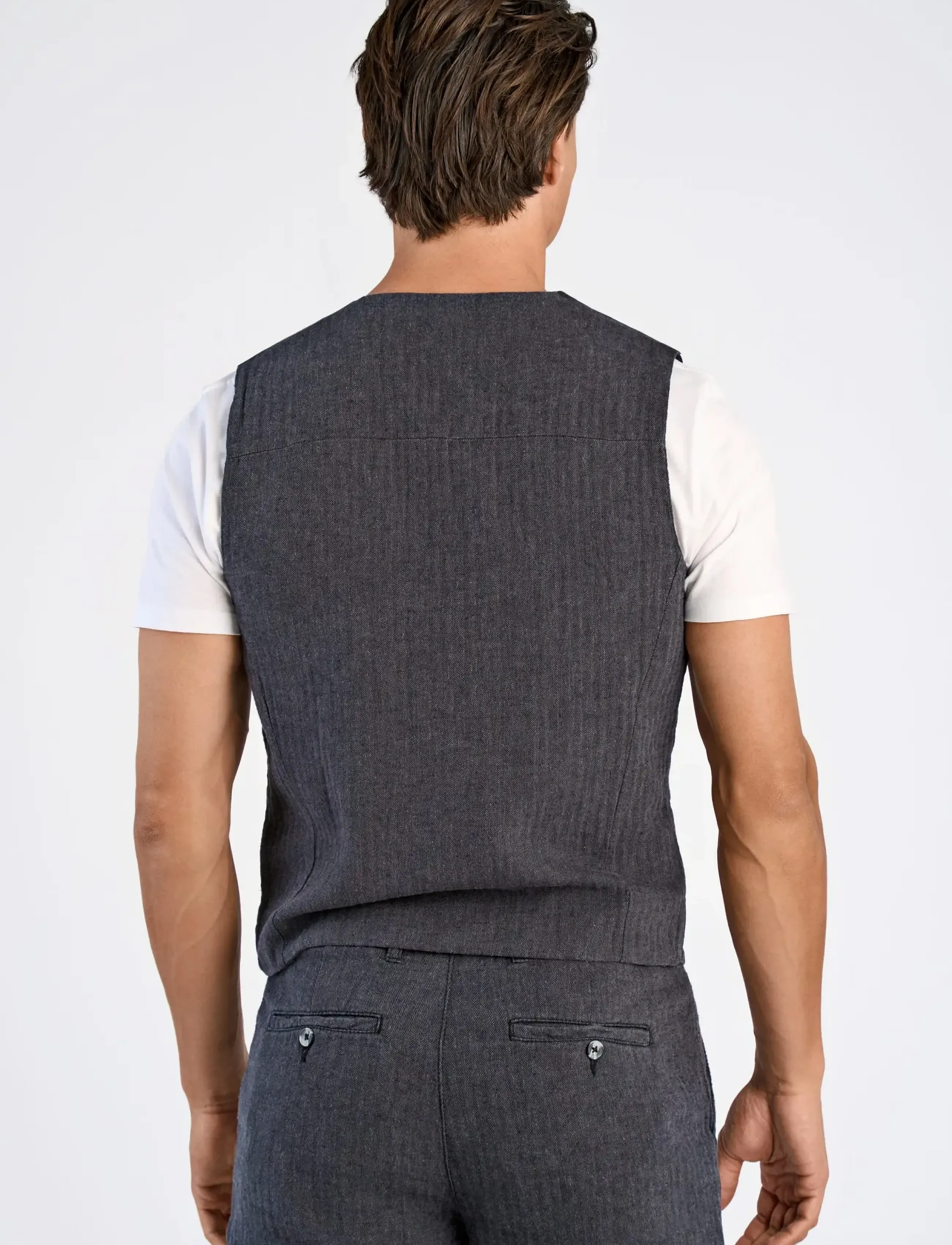 Lindbergh - Cotton linen waistcoat - Ülikonnavestid - black - 4
