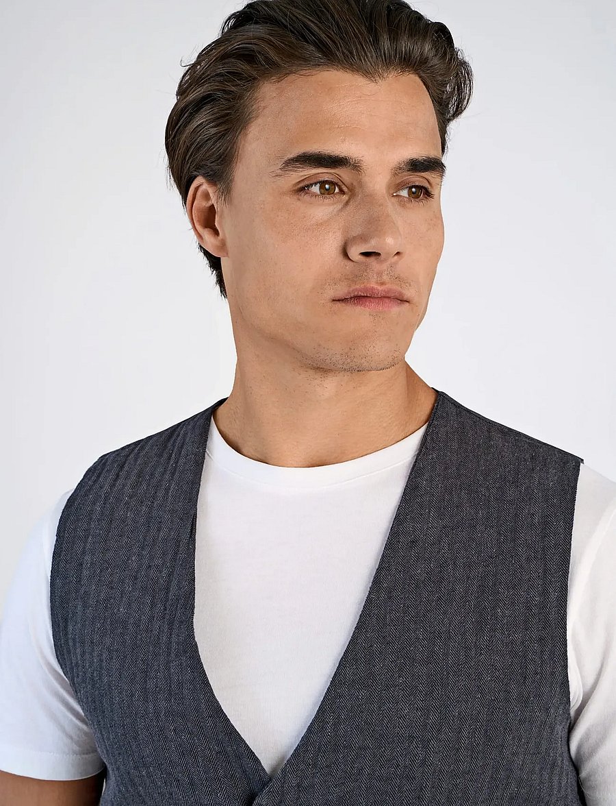 Lindbergh - Cotton linen waistcoat - westen - black - 5