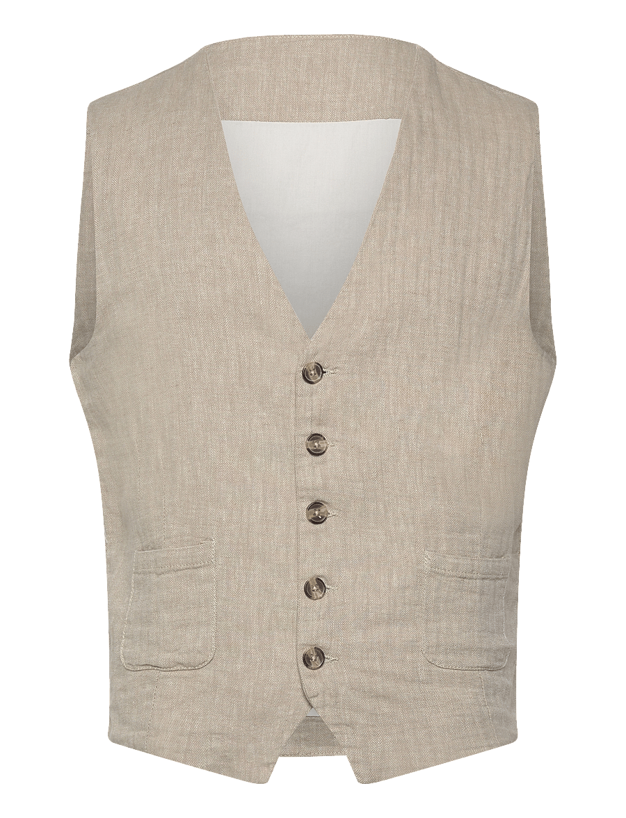 Lindbergh - Cotton linen waistcoat - westen - lt stone - 1