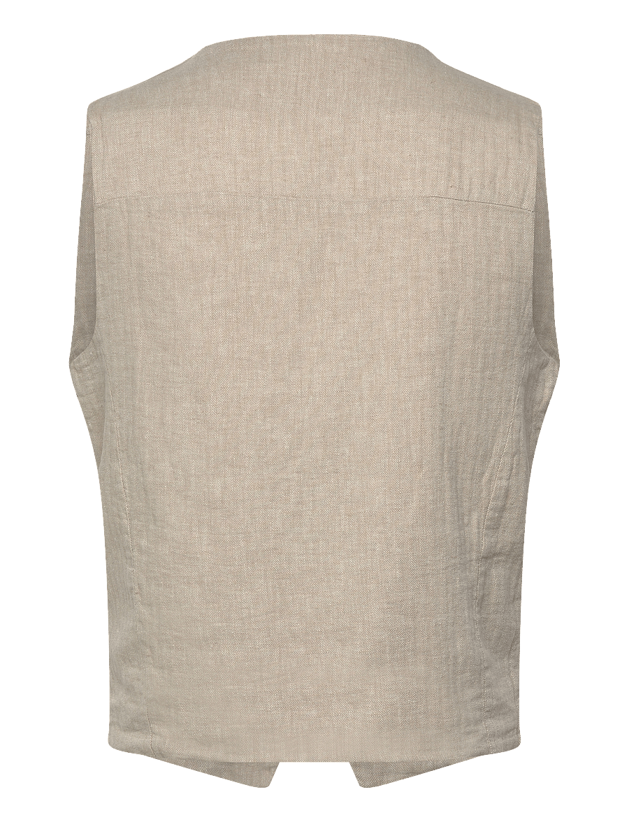 Lindbergh - Cotton linen waistcoat - westen - lt stone - 2