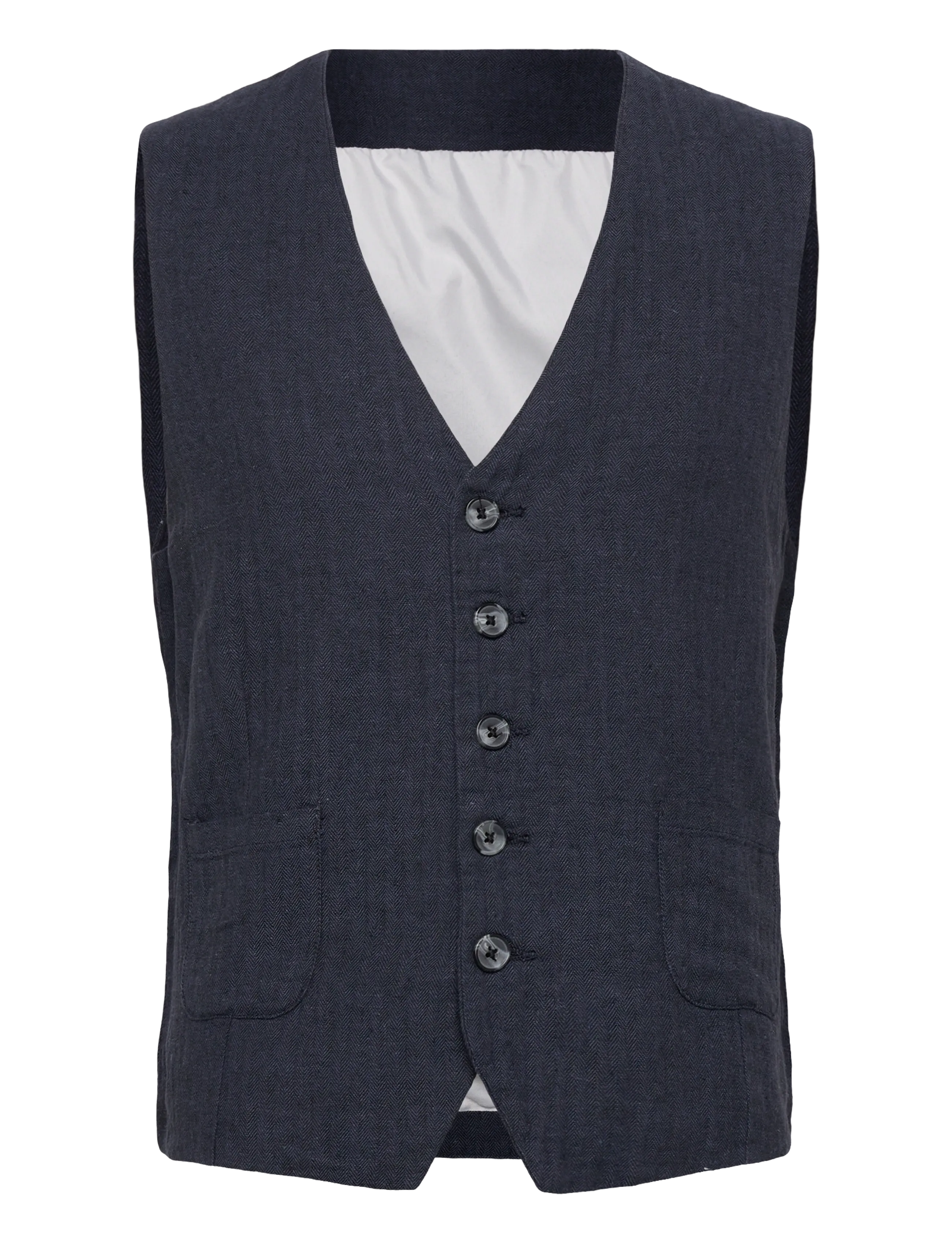 Lindbergh Cotton linen waistcoat - Tøj - NAVY / navy