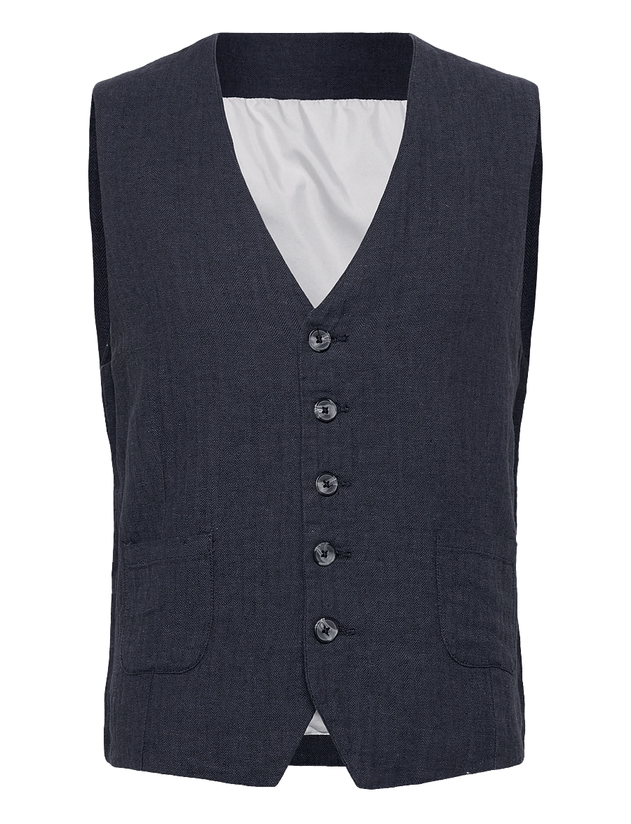 Lindbergh - Cotton linen waistcoat - liemenės - navy - 1