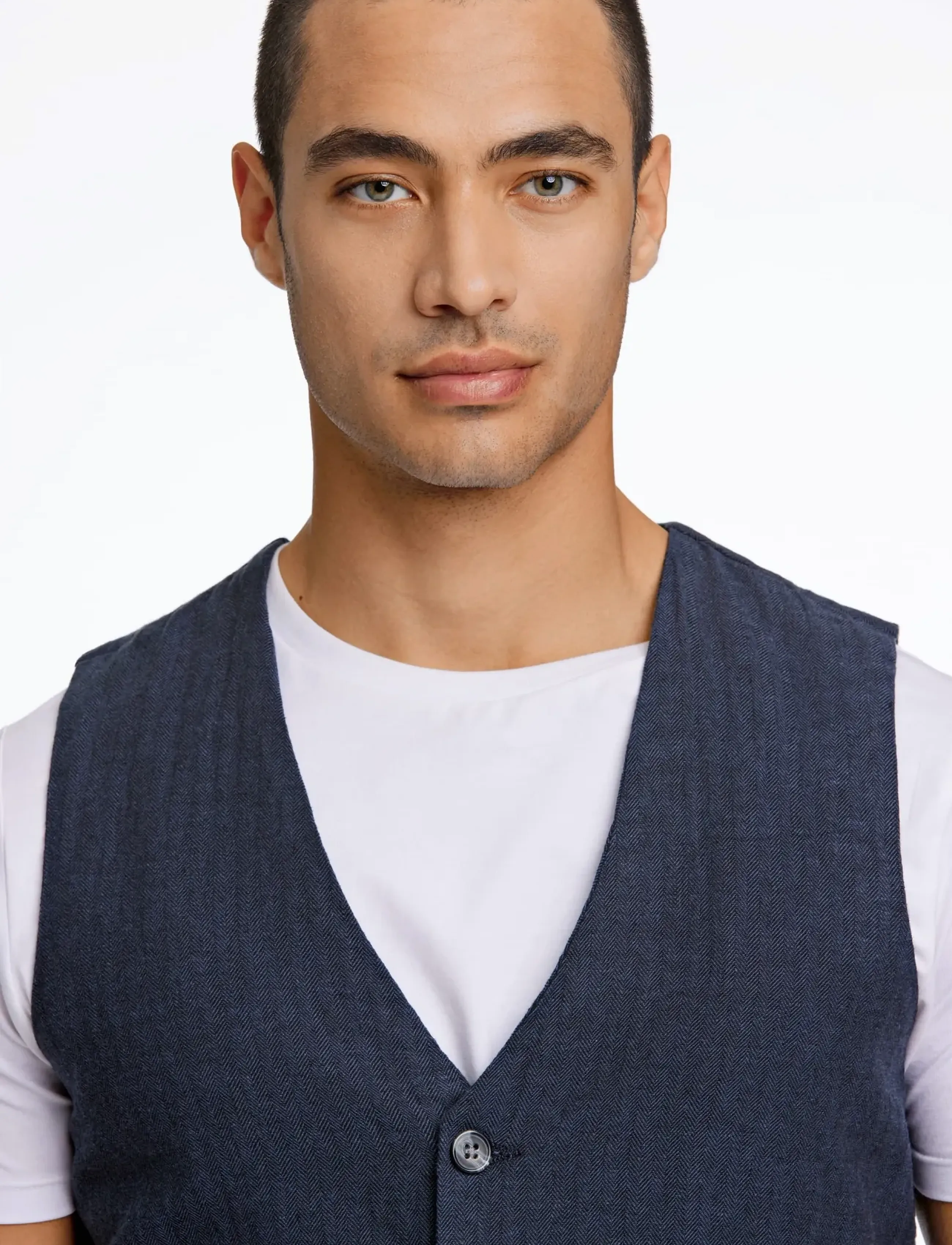 Lindbergh - Cotton linen waistcoat - liemenės - navy - 5