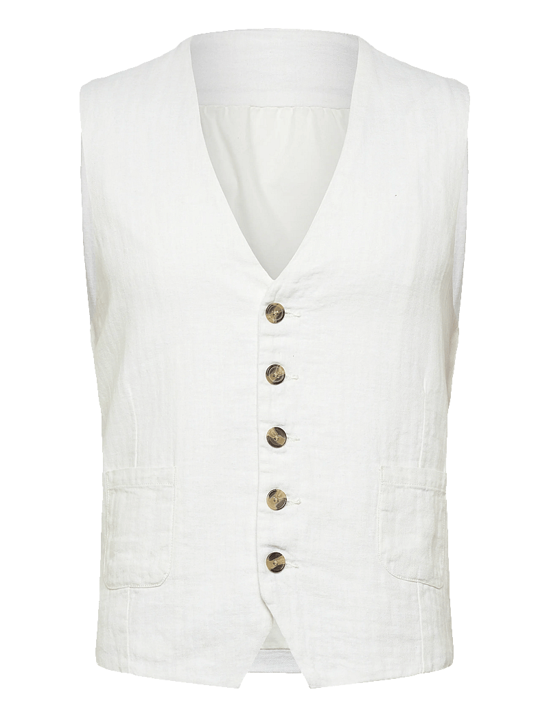 Lindbergh - Cotton linen waistcoat - liemenės - optical white - 1