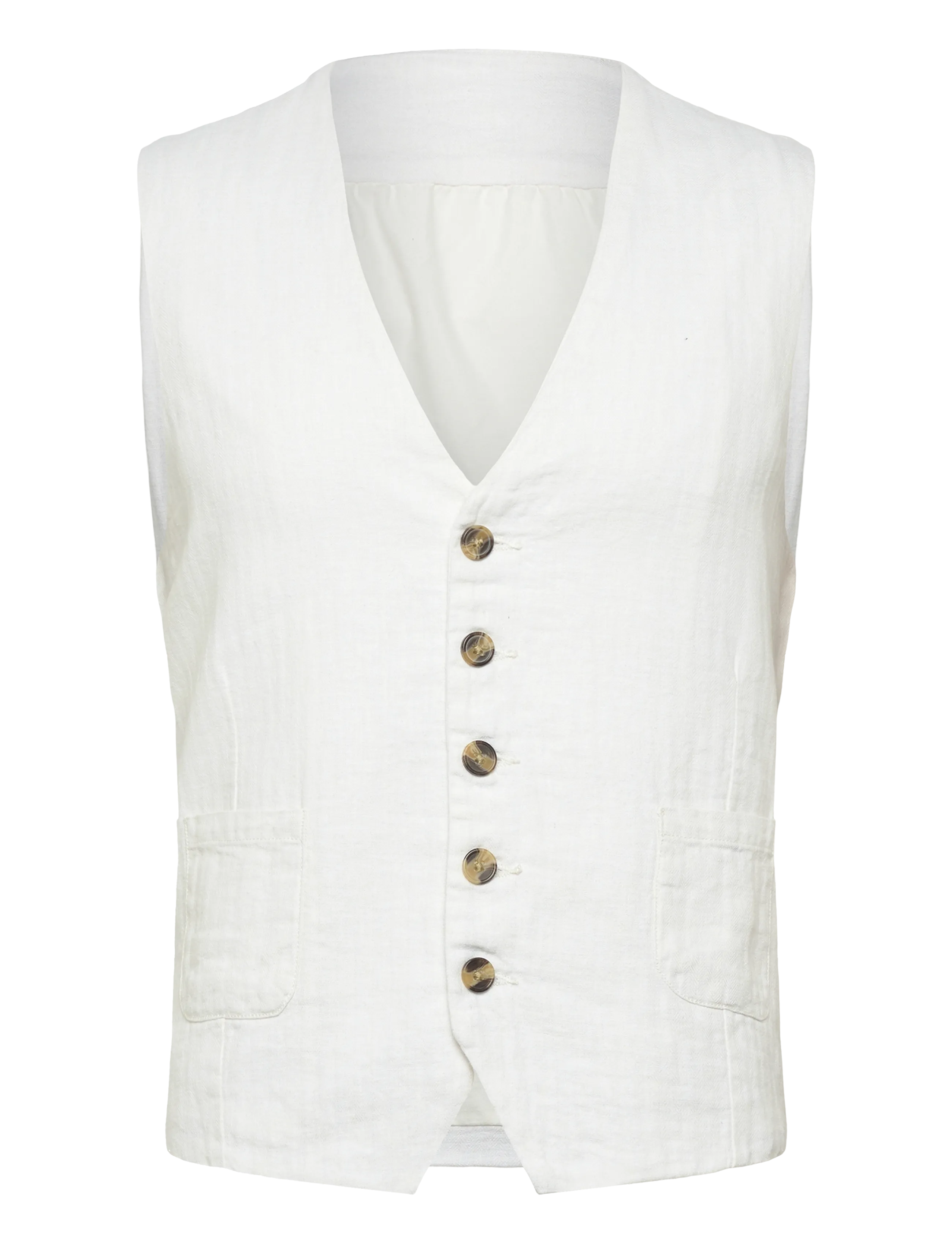 Lindbergh Cotton linen waistcoat - Lindbergh - OPTICAL WHITE / white