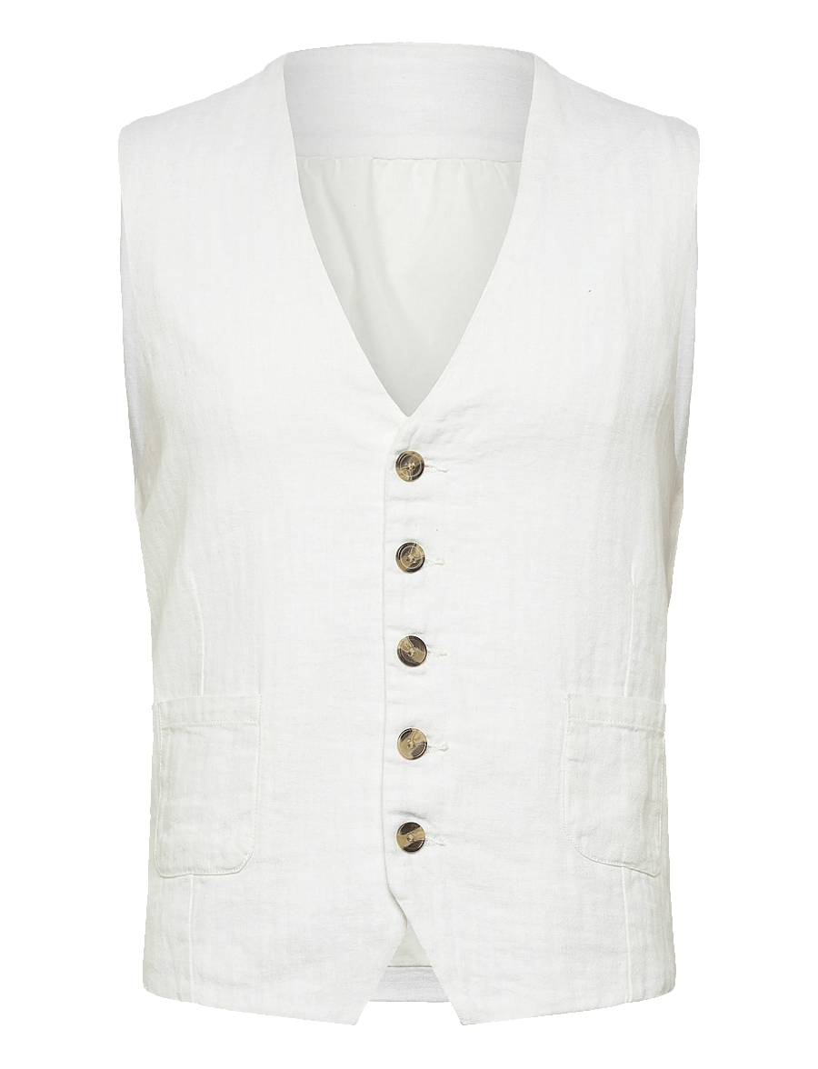 Lindbergh - Cotton linen waistcoat - westen - optical white - 1