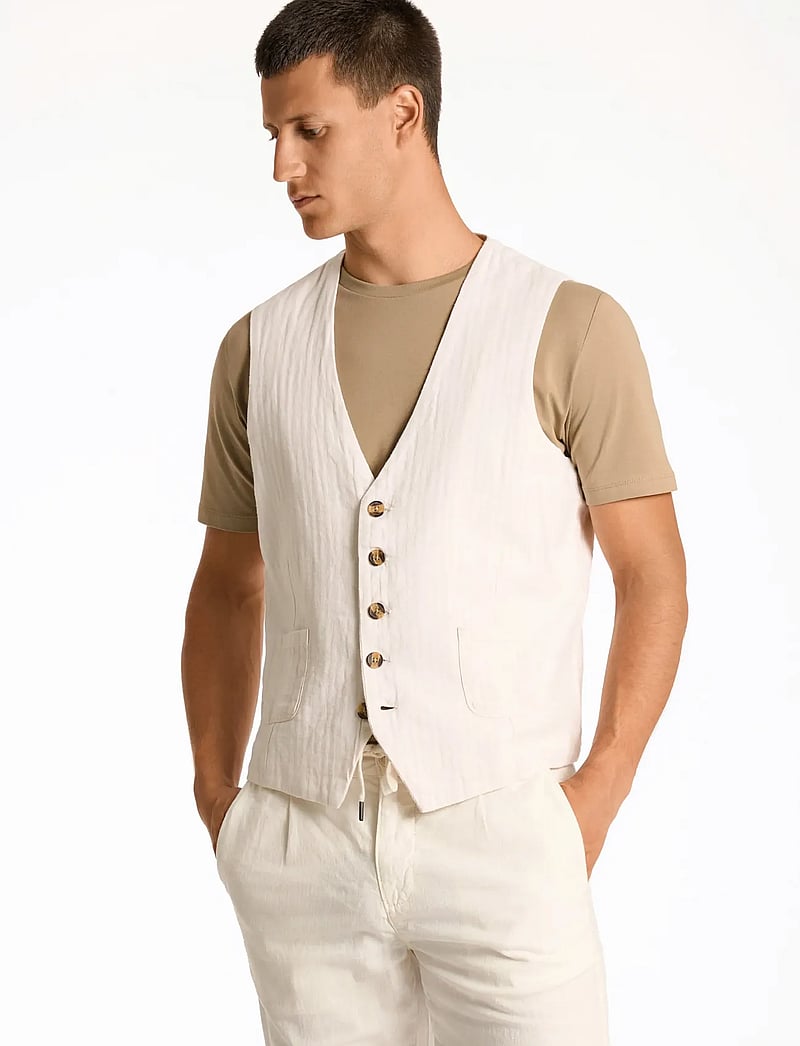 Lindbergh - Cotton linen waistcoat - liemenės - optical white - 3